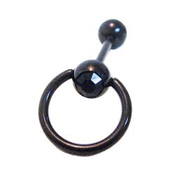 Piercing Langue Esclave Black line et Gem Noir